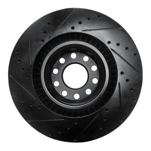 Audi S8 Brake Rotor (1) - Front Right - R1 Concepts - Drilled & Slotted - Black - `01-`03